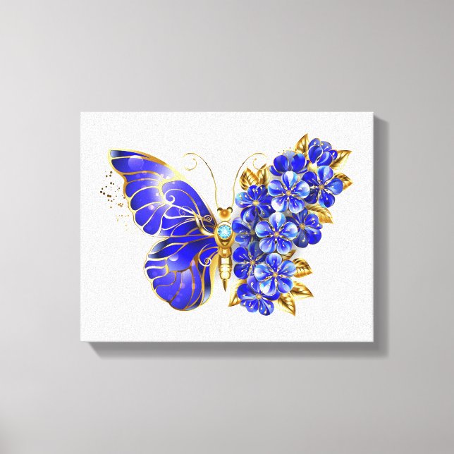 Lienzo Flor Sapphire Mariposa (Anverso)