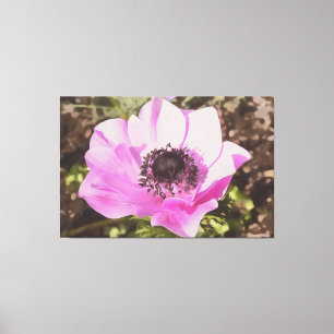 Lienzo Flor silvestre rosa anémona pastel artificial