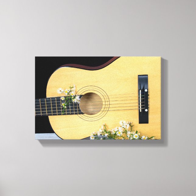 Lienzo flor silvestre y guitarra blanca (Anverso)