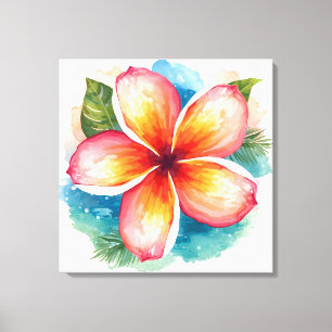 Lienzo Flor Tropical, Frangipani Florece en el Paraíso