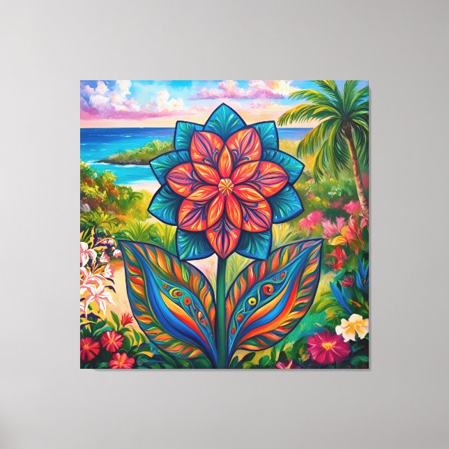 Lienzo Flor tropical vibrante en el paraíso (Anverso)