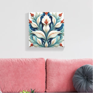 Lienzo Flora Blanca y Cobre
