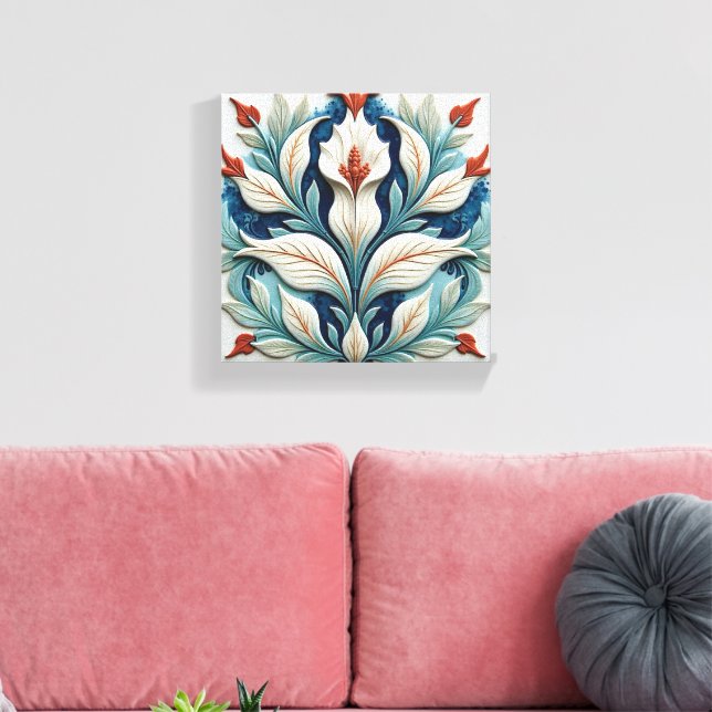 Lienzo Flora Blanca y Cobre (Insitu (Sala de estar))
