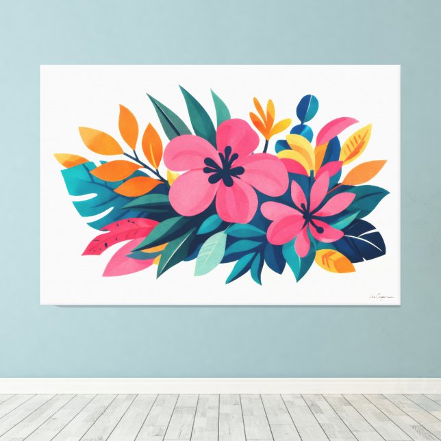Lienzo Flora tropical retro moderna 01 (Insitu (piso de madera))
