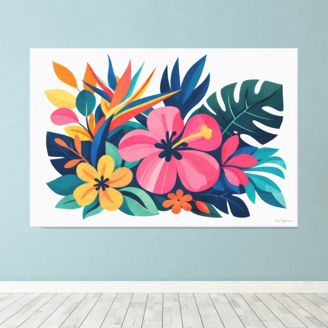 Lienzo Flora tropical retro moderna 03 (Insitu (piso de madera))