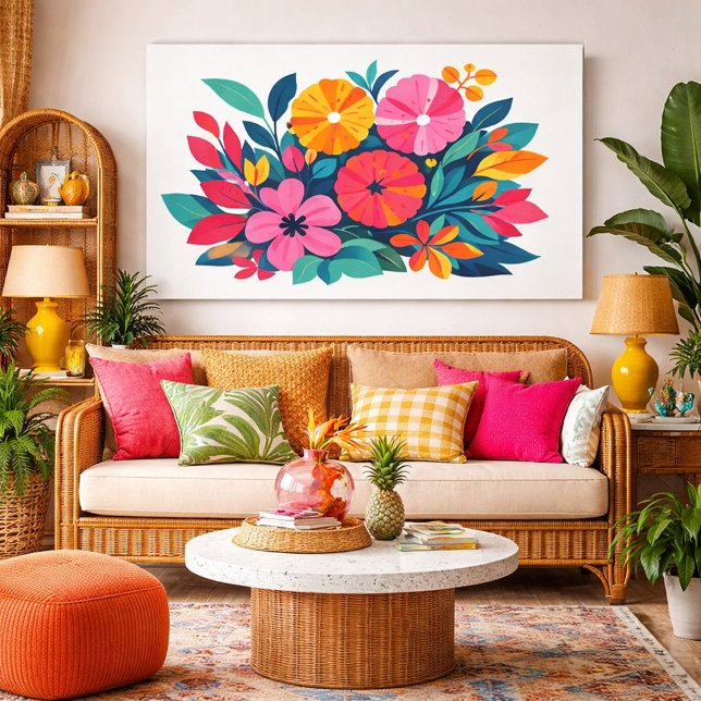 Lienzo Flora tropical retro moderna 04 (beachy retro tropical vibes)