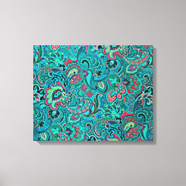 Lienzo Flora turquesa vintage (Anverso)