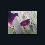 Lienzo Floral<br><div class="desc">La imagen de la pintura de lienzo de 14' x 11" (1, 5") consiste en flores silvestres de color morado rosado sobre una valla de madera gris en la mañana de un verano soleado. Estas bellezas vibrantes, delicadas, pequeñas no duran mucho después de florecer, pero las amamos igual. Esta variedad...</div>