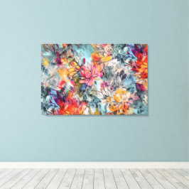 Lienzo Floral abstrata rosa y Verde azulada brillante Nar