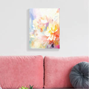 Lienzo Floral Acuarela Abstracta Pastel