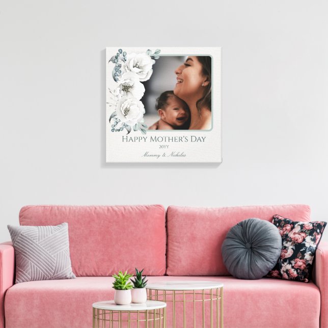 Lienzo Floral acuarela Foto Día de la Madre (Insitu (Sala de estar))
