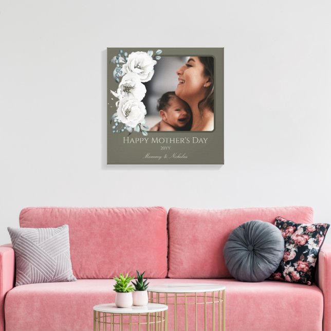 Lienzo Floral acuarela Foto Día de la Madre | Verde oliva (Insitu (Sala de estar))
