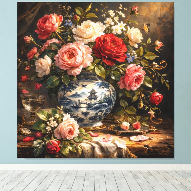 Lienzo Floral artwork 003 dutch vintage (Insitu (piso de madera))