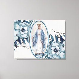 Lienzo Floral azul | Señora de la gracia | Virgen María |