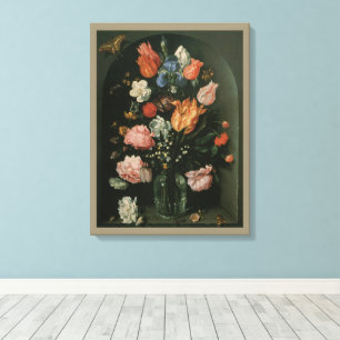 Lienzo Floral Barroco Antiguo, Jarrón de Flores en una Ho
