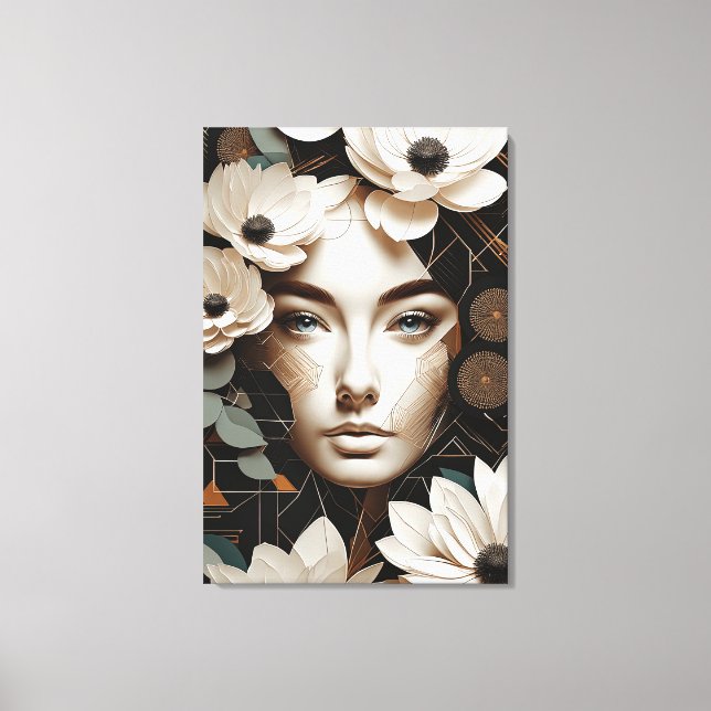 Lienzo Floral Beauty - Abstract Woman Portrait Modern Art (Anverso)
