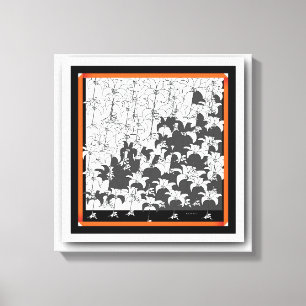 Lienzo Floral Blanco Negro