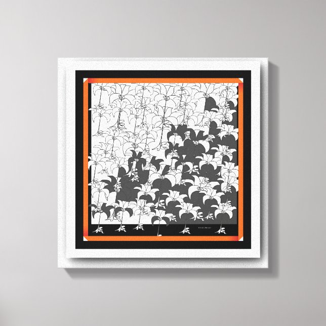 Lienzo Floral Blanco Negro (Anverso)