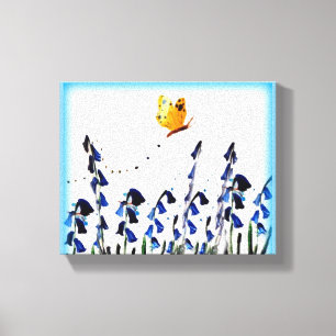 Lienzo Floral Bluebells Mariposa amarilla