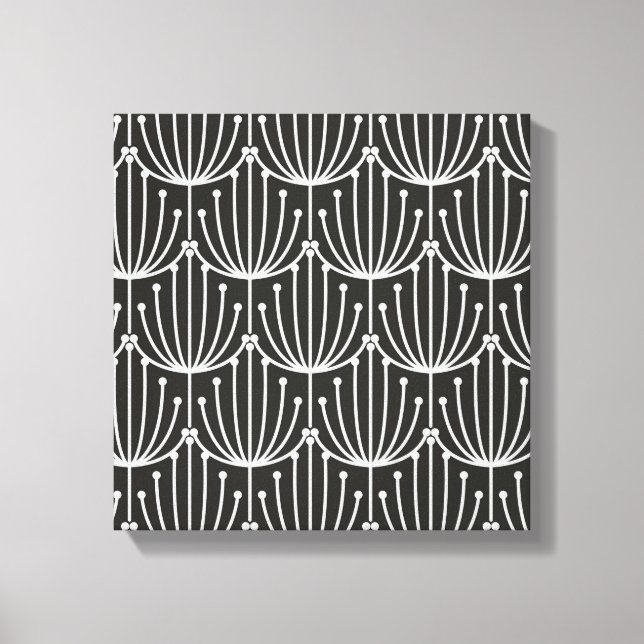 Lienzo Floral de abstracto de cosecha en blanco y negro (Anverso)