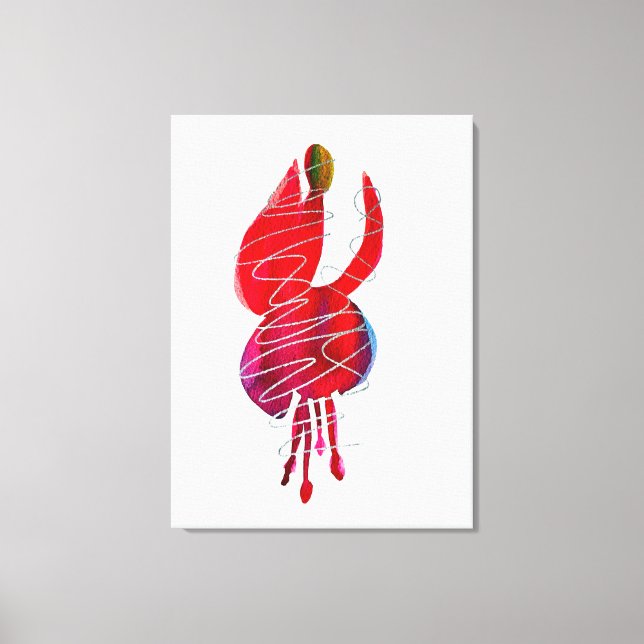 Lienzo Floral de acuarela abstracta de fucsia (Anverso)