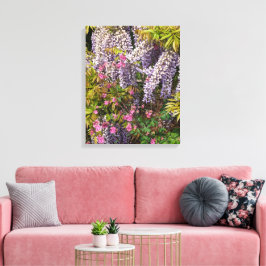 Lienzo Floral de Columbina rosa y Wisteria púrpura