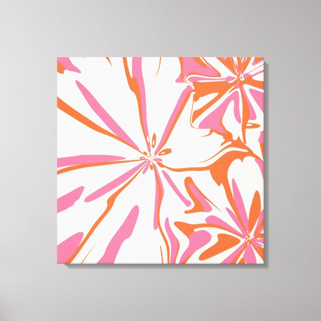 Lienzo Floral de fantasía - rosa, Naranja y crema (Anverso)