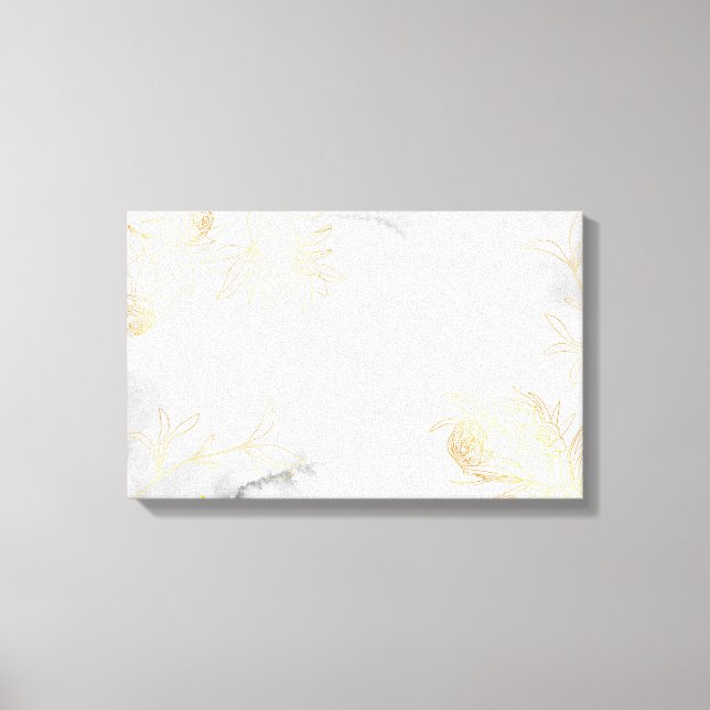 Lienzo Floral de oro abstracta moderna sobre blanco (Anverso)