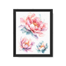 Floral de peonía acuarela