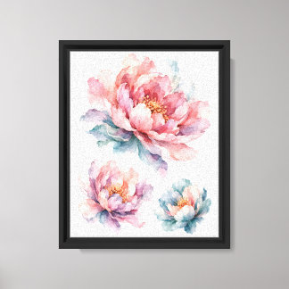Lienzo Floral de peonía acuarela