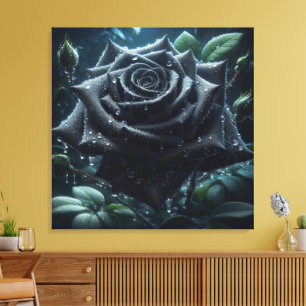 Lienzo Floral de Rosa negro