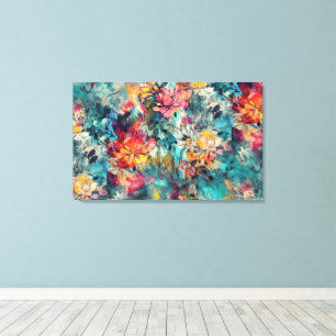 Lienzo Floral de salpicaduras de acuarela y tinta