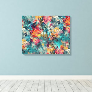 Lienzo Floral de salpicaduras de acuarela y tinta