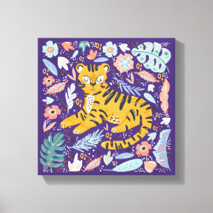 Lienzo Floral de tigre