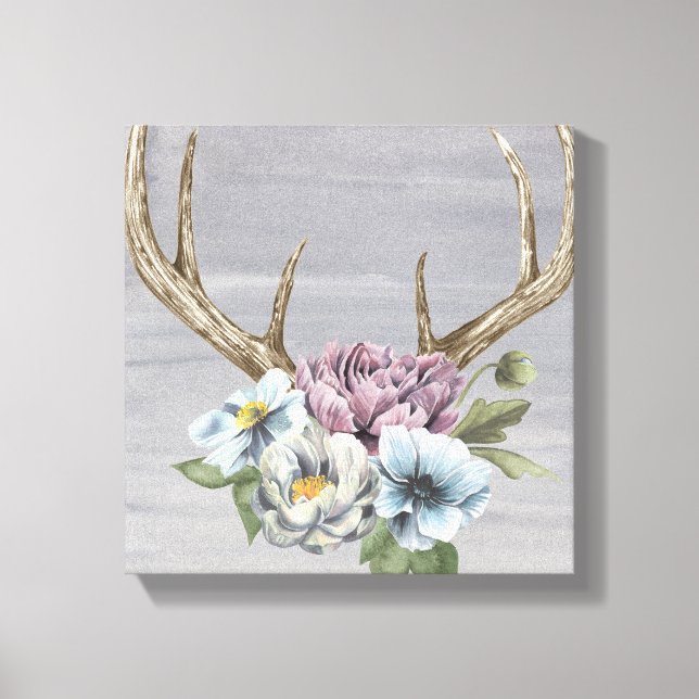 Lienzo Floral Deer Antlers (Anverso)