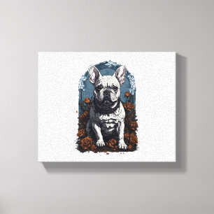 Lienzo Floral gótica de Bulldog francés