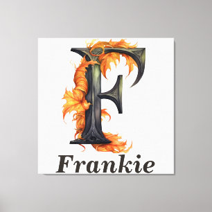 Lienzo Floral Halloween Nombre Personalizado Letra F Mono