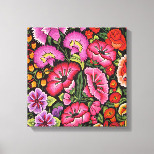 Lienzo floral lindo.Flores de estilo mexicano