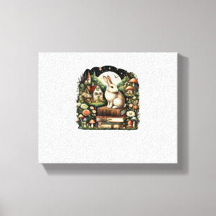 Lienzo Floral Mujeres Cottagecore Conejo Estético