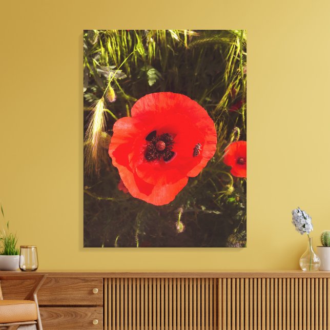 Lienzo Floral Poppy Dreamer – Botanical Fantasy Art  (Insitu (Sala de estar))