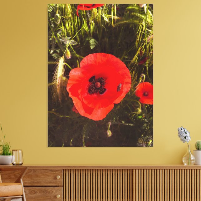 Lienzo Floral Poppy Dreamer – Botanical Fantasy Art  (Insitu (Sala de estar))