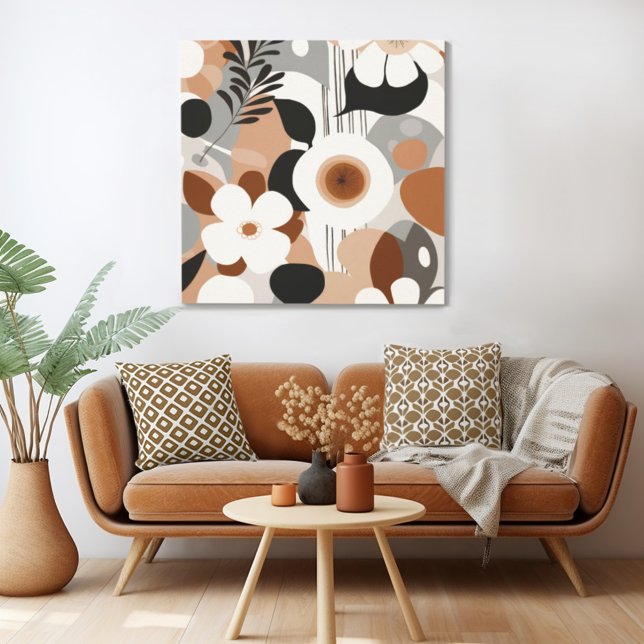 Lienzo Floral retro (Mix n' match in retro mid century modern style with a retro floral canvas print from Wild on Flowers)
