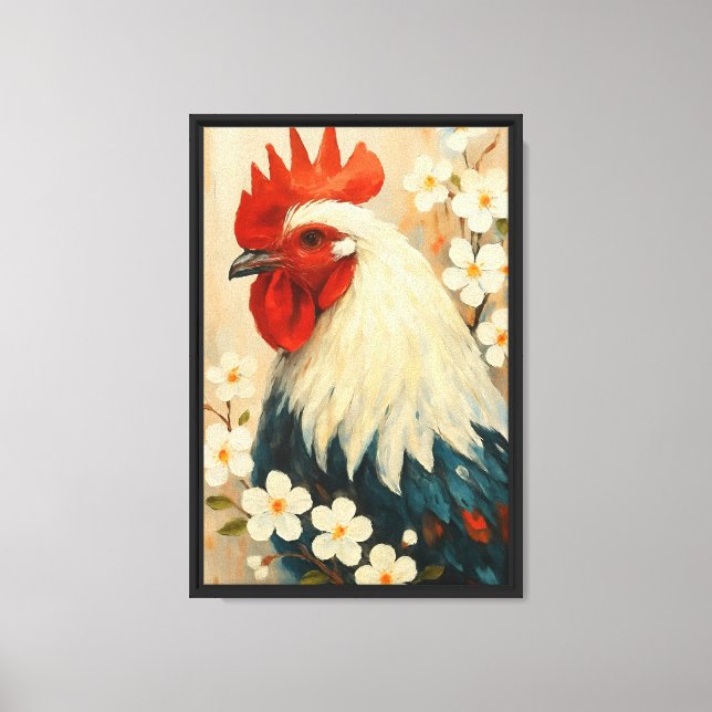 Lienzo Floral Rooster Wall Art (Anverso)