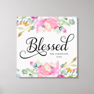 Lienzo Floral rosa suave dibujada a mano