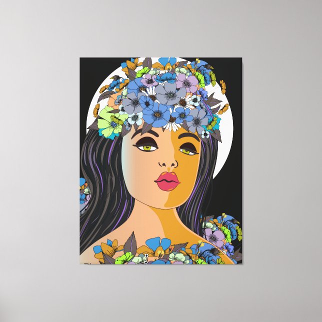 Lienzo Floral Woman Crown of Flowers (Anverso)