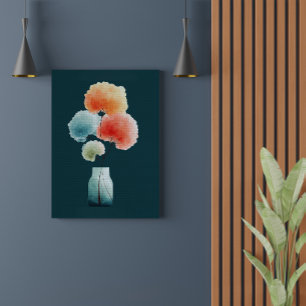 Lienzo Florales Modernos Hortensias al Acuarela (11" x