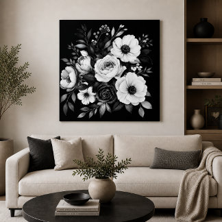 Lienzo Florales monocromáticos