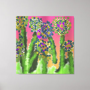 Lienzo Florece el patrón arbustivo