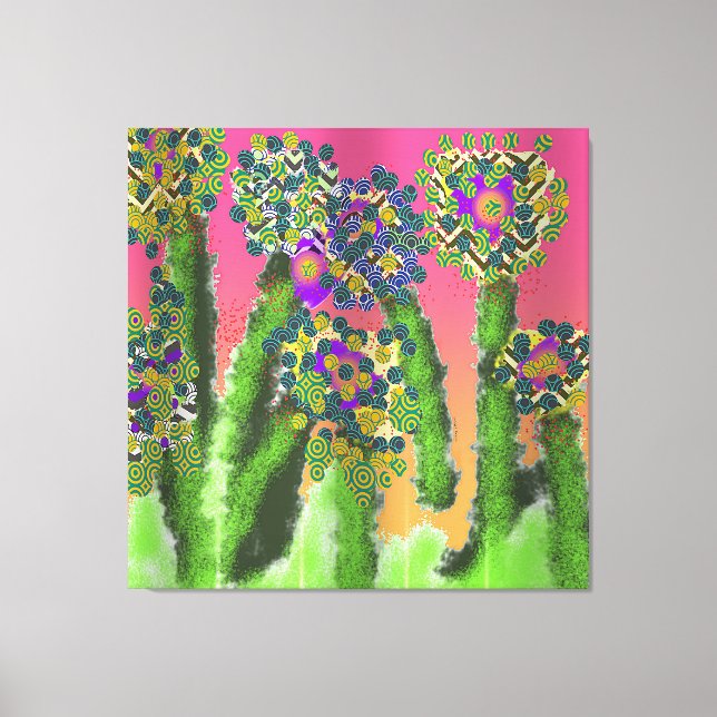 Lienzo Florece el patrón arbustivo (Anverso)