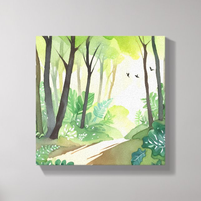 Lienzo Floreciente Selva Verde | Naturaleza Acuarela (Anverso)